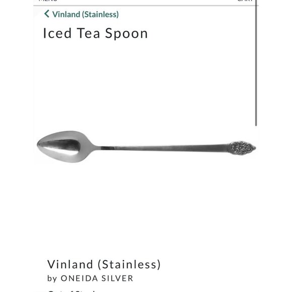 Oneida Vinland Stainless Steel Iced Tea Spoons Set Of 4 - Picture 2 of 5